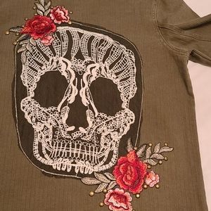 Boom Boom distressed sugar skull jacket